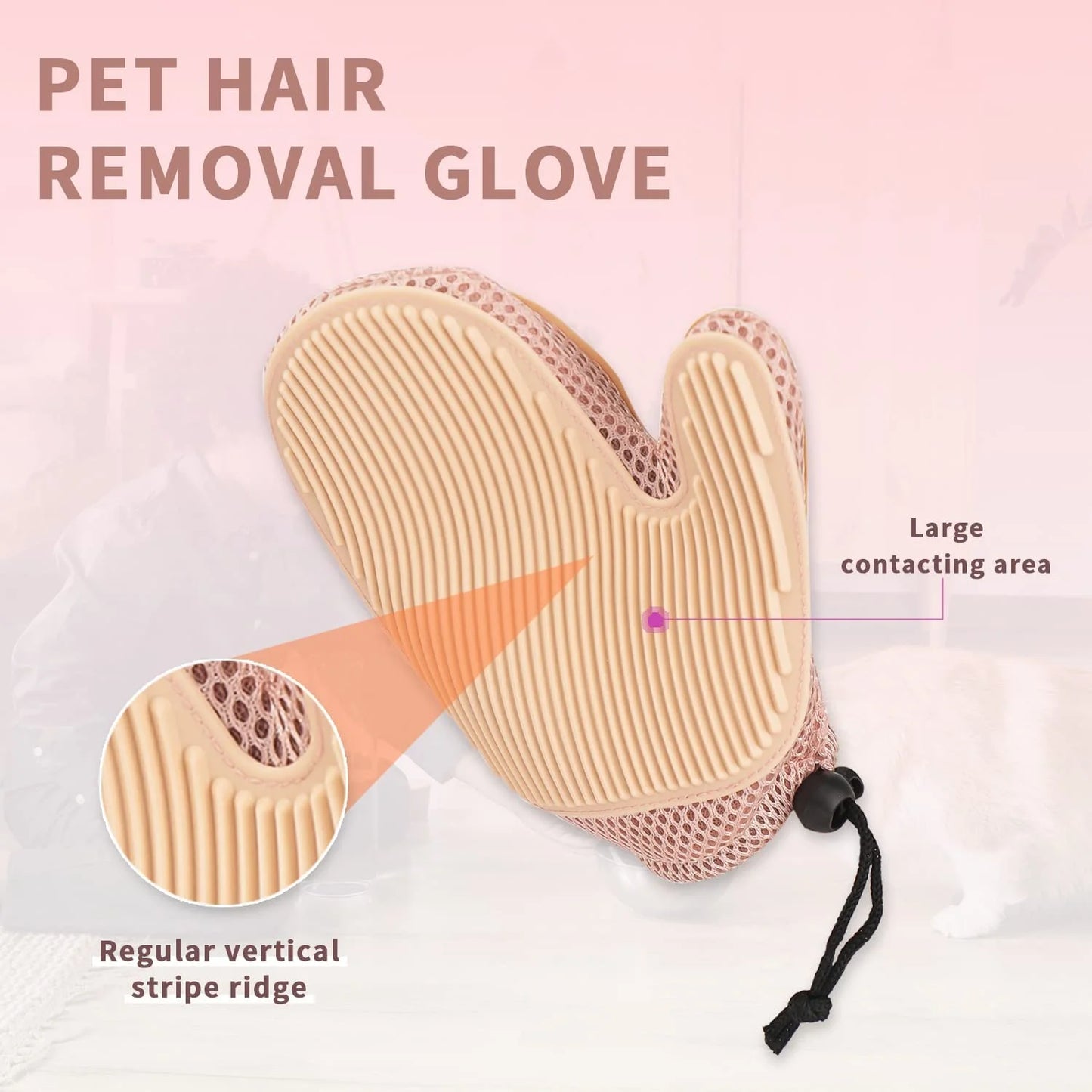 2 in 1 Cat Hair Glove & Pet Fur Remover Glove, Dog Grooming Glove Brush for Shedding, Massage, Efficient Pet Hair Remover Mitt for Uproot Cleaner Clothes, Couch, Carpet