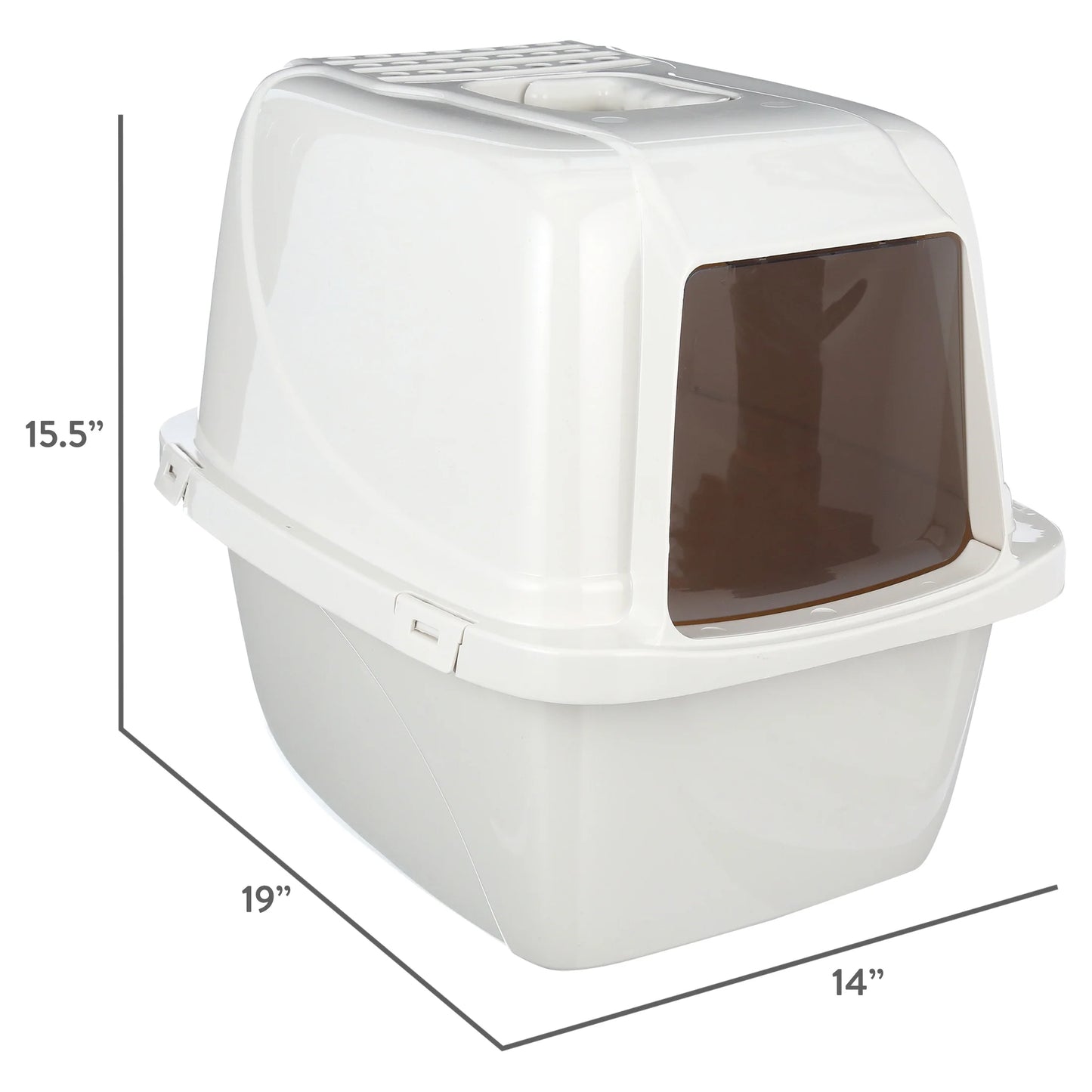 Pets Odor Control Large Enclosed Cat Litter Box, Hooded, Pearl, CP6