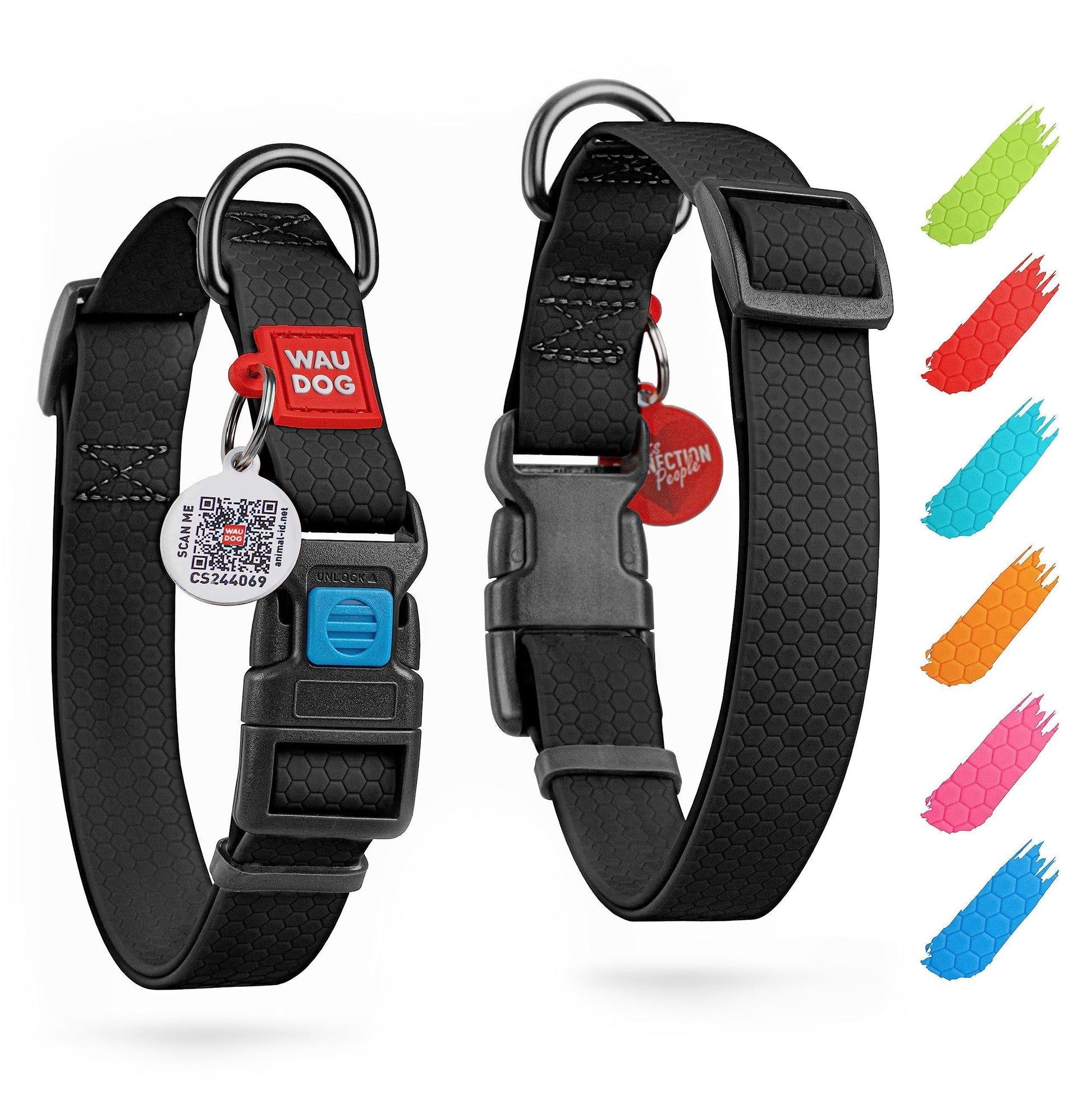 Black Waterproof Dog Collar Adjustable for Medium Dogs 1016 Inch Neck