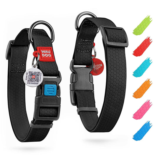 Black Waterproof Dog Collar Adjustable for Medium Dogs 1016 Inch Neck