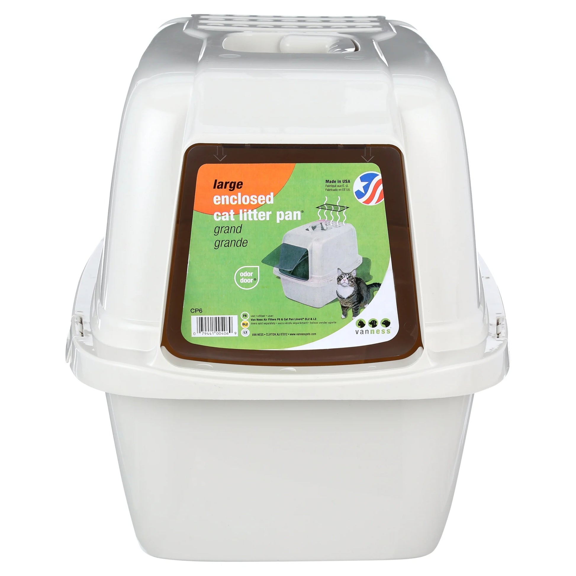 Pets Odor Control Large Enclosed Cat Litter Box, Hooded, Pearl, CP6