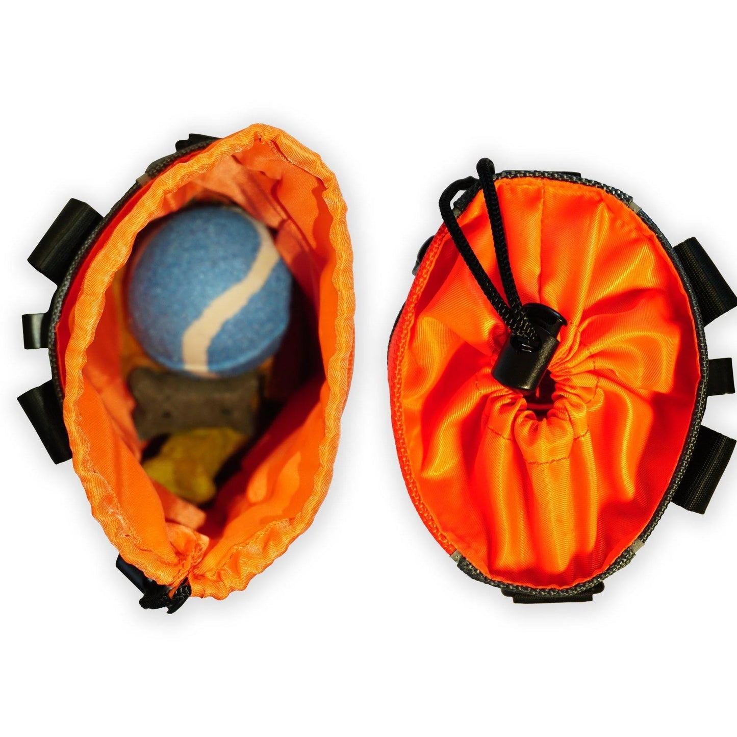 Dog Treat Pouch Orange Belt Clip or Shoulder Carry Dog Treat Training Bag