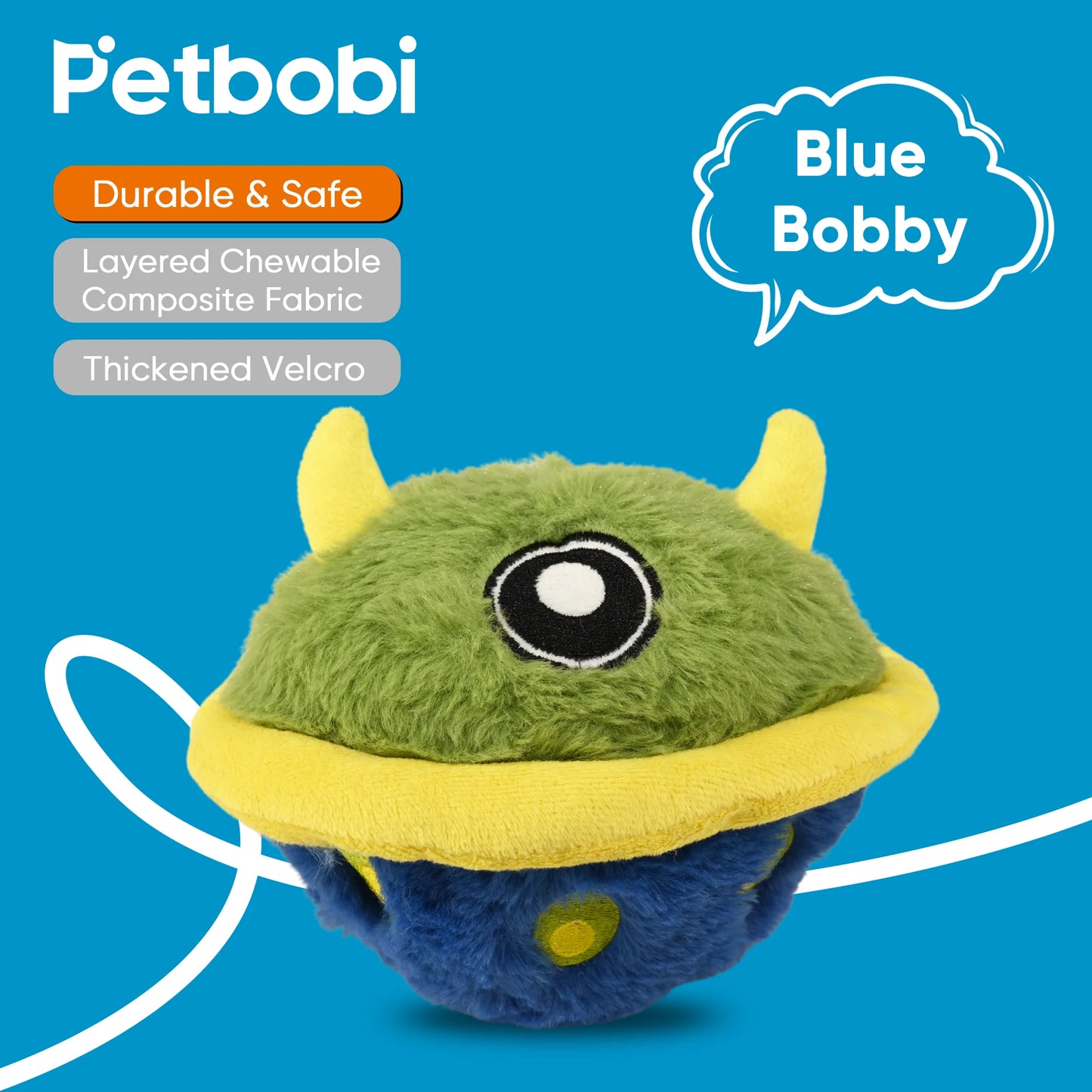 Interactive Dog Toys Ball Self Moving Rolling Balls Plush Dog Toys for Small and Medium Dogs, UFO Bobby