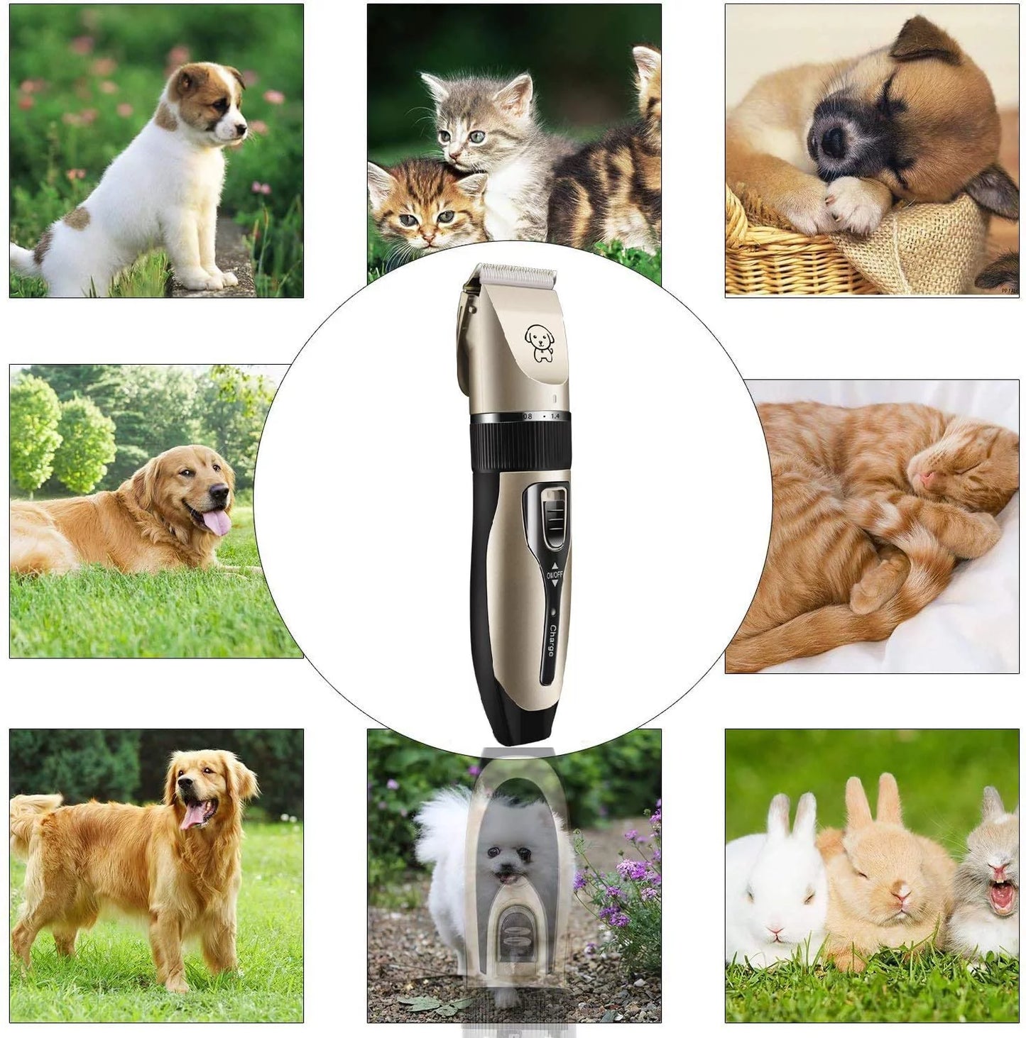 Rechargeable Cordless Pet Shaver,Low Noise Dog Clippers with Scissor Comb,Electric Quiet Pet Grooming Set for Dogs and Cats