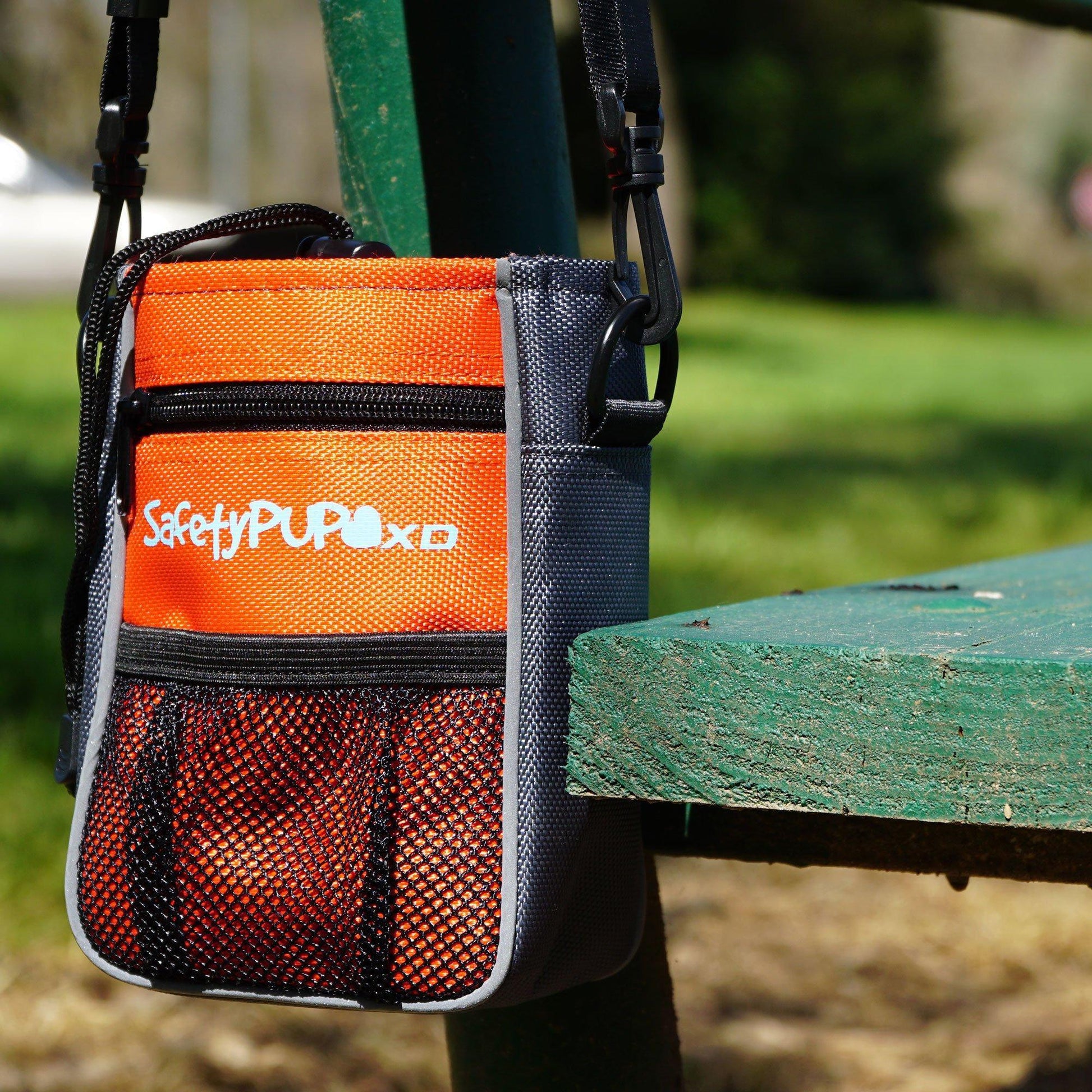 Dog Treat Pouch Orange Belt Clip or Shoulder Carry Dog Treat Training Bag