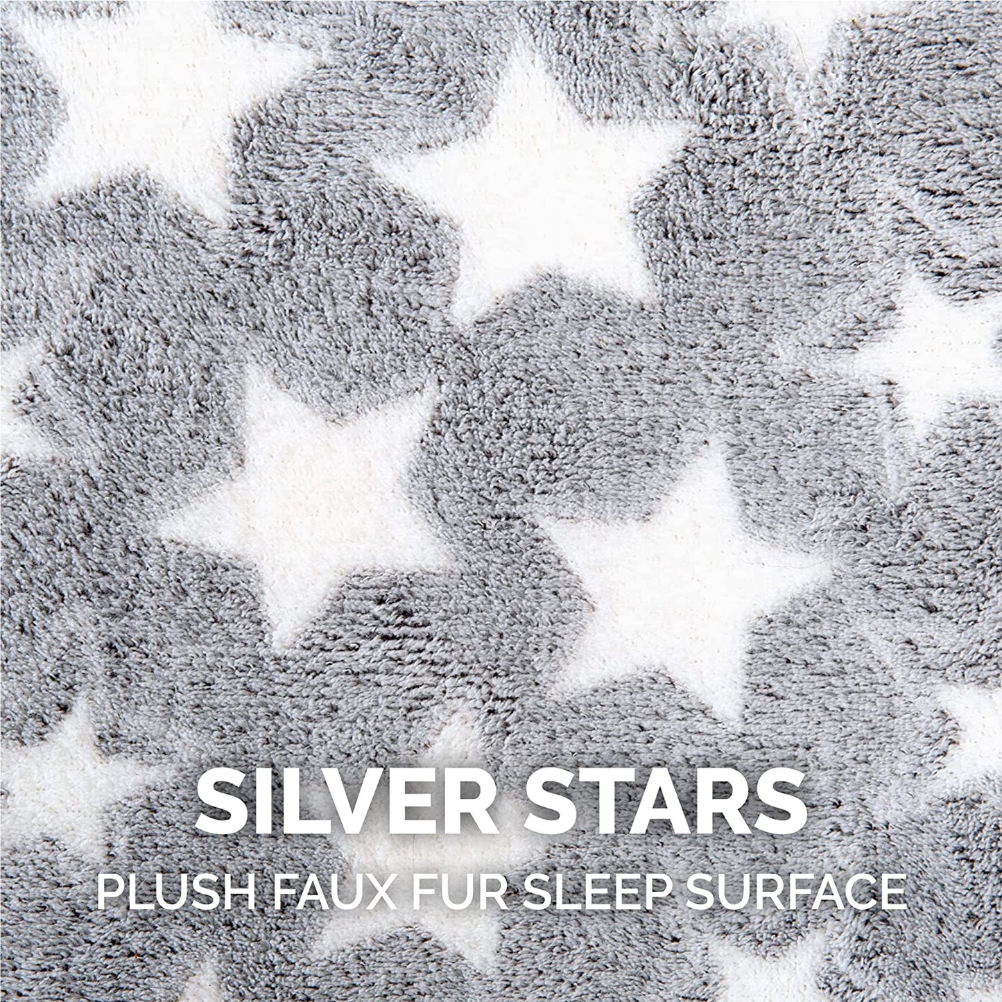 Cat Bed Snuggle Hideout for Indoor Cats & Small Dogs, Washable & Foldable W/ Plush Ball Toy - Snuggle Hideout-Bear Pet Tent - Silver Stars, Small