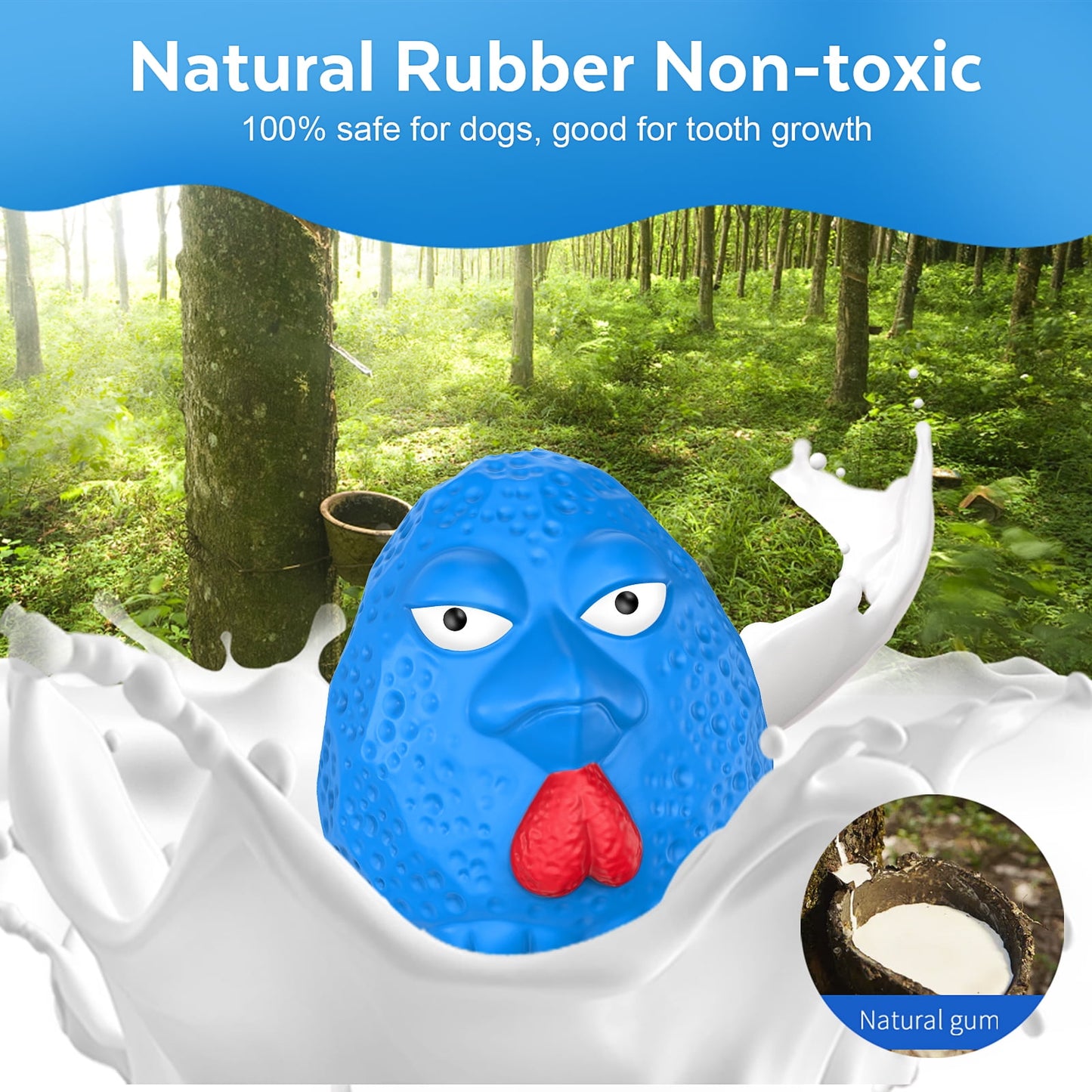 Rubber Dog Chew Toys,Treat Food Dispensing Dog Toys for Teeth Cleaning, Interactive Puzzle Dog Toys for Small Medium Large Dogs Blue