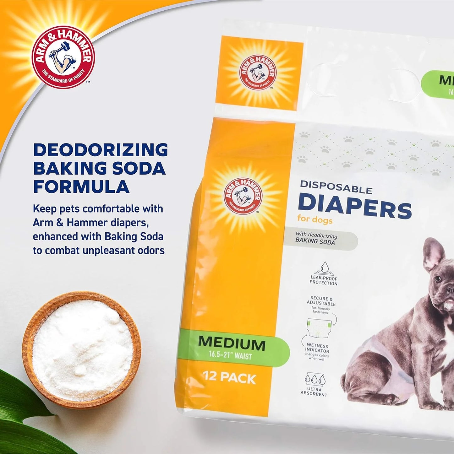 Female Dog Diapers, Medium 12 Count, Leak Proof, Ultra Absorbent with Wetness Indicator