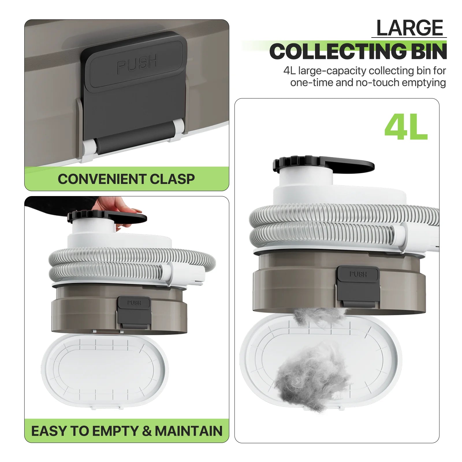 Pet Grooming Kit & Vacuum Suction 99% Pet Hair, Dog Grooming Kit with 6 Professional Grooming Shedding Tools for Dogs Cats and Other Animals, Black